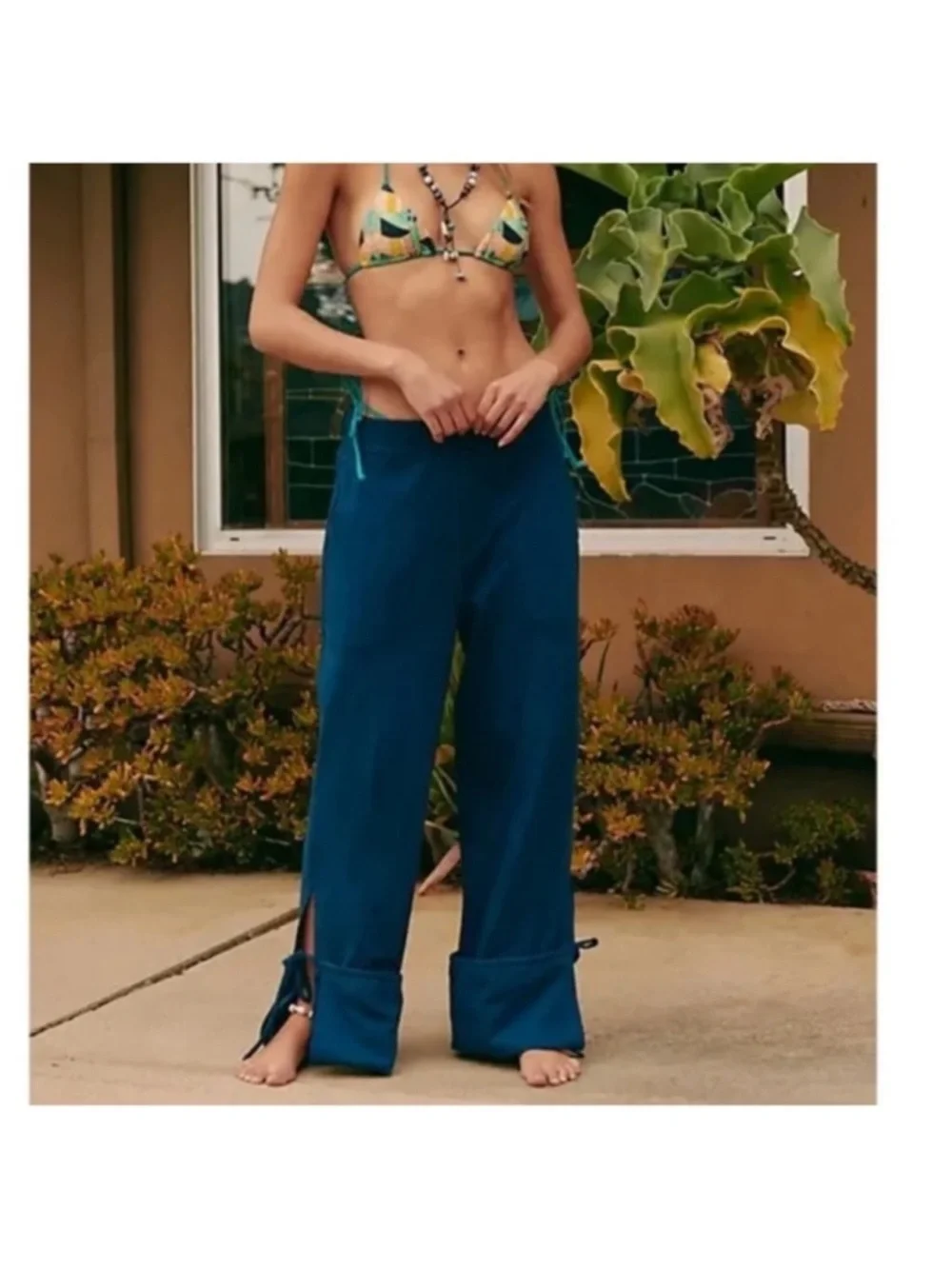 FREE PEOPLE FP Beach Kenny Pants Sz XS Majolica Blue